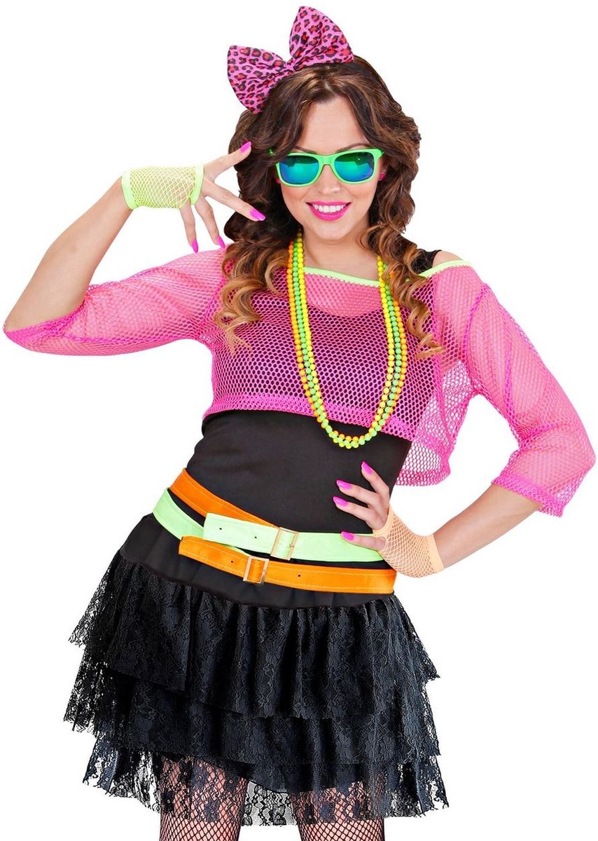 Jaren 80 & 90 Kostuum | Kanten Disco Rok Zwart Vrouw | One Size | Carnaval kostuum | Verkleedkleding